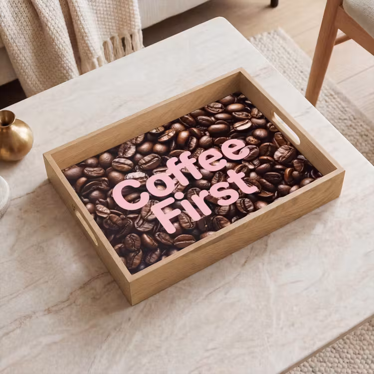 Dienblad - Coffee First - Koffiebonen - Roze — 2