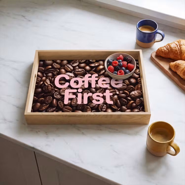 Dienblad - Coffee First - Koffiebonen - Roze — 4