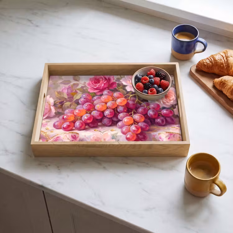 Dienblad - Eten - Bloemen - Stilleven - Roze - Goud — 4