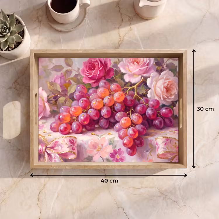 Dienblad - Eten - Bloemen - Stilleven - Roze - Goud — 9