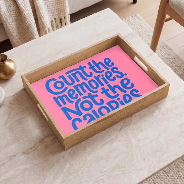 Dienblad - Memories - Roze - Blauw - Quote — 2