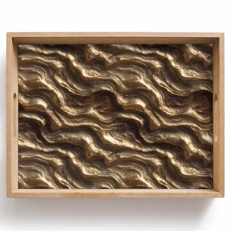 Dienblad - Reliëf - Golven - Abstract - Bronsgoud — 1