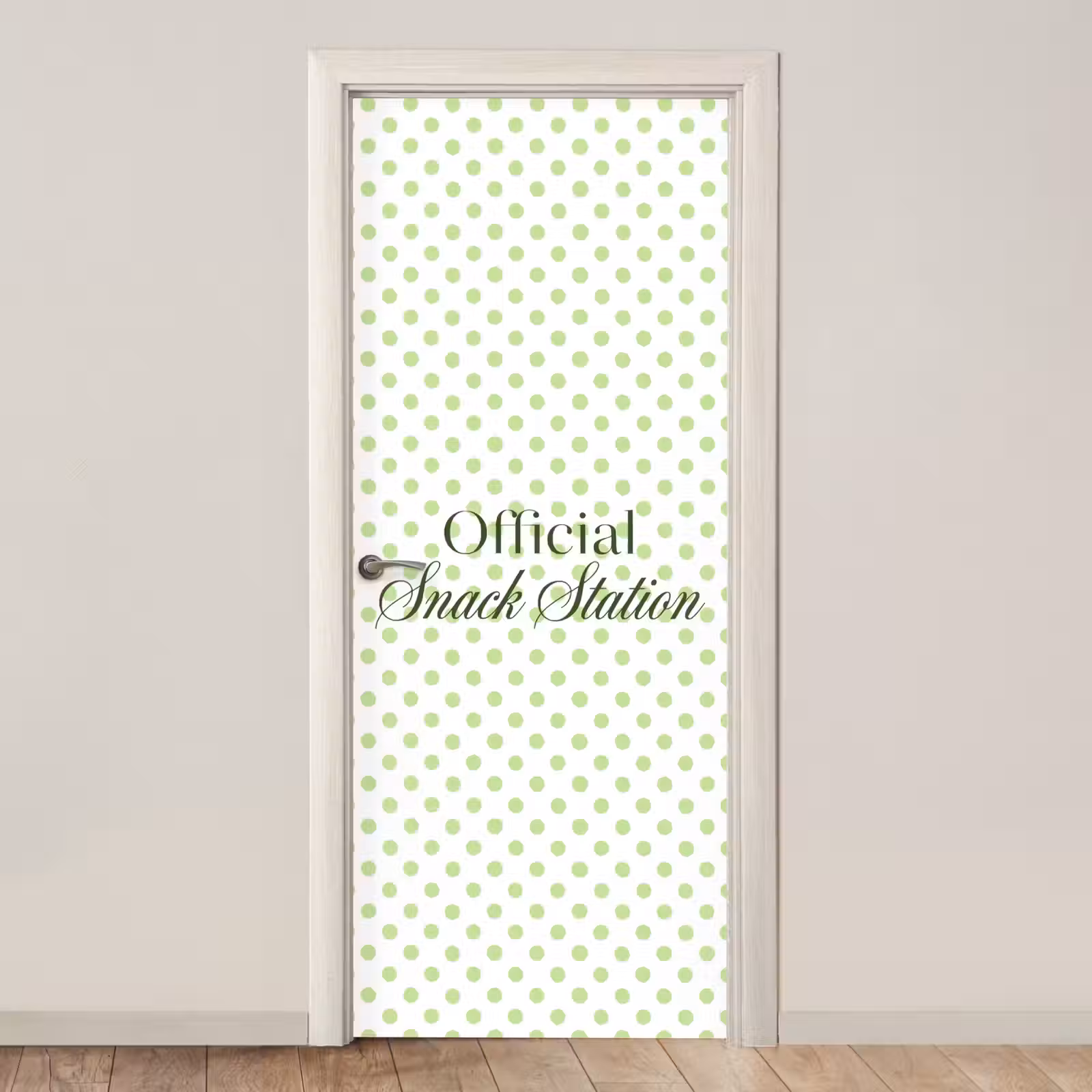 Deursticker - Snack Station - Groen - Stippen — 1