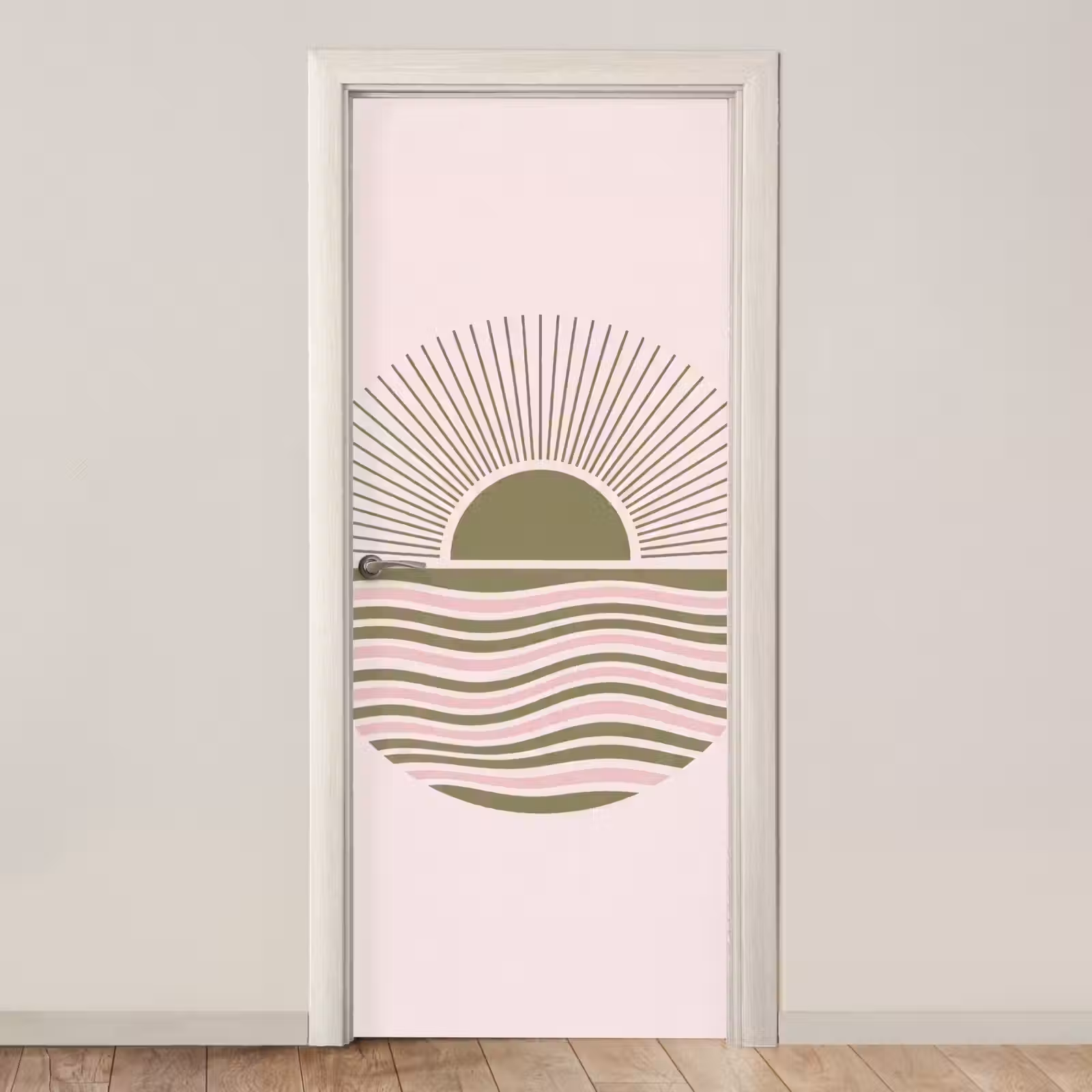 Deursticker - Zon - Zee - Abstract - Modern - Roze — 1