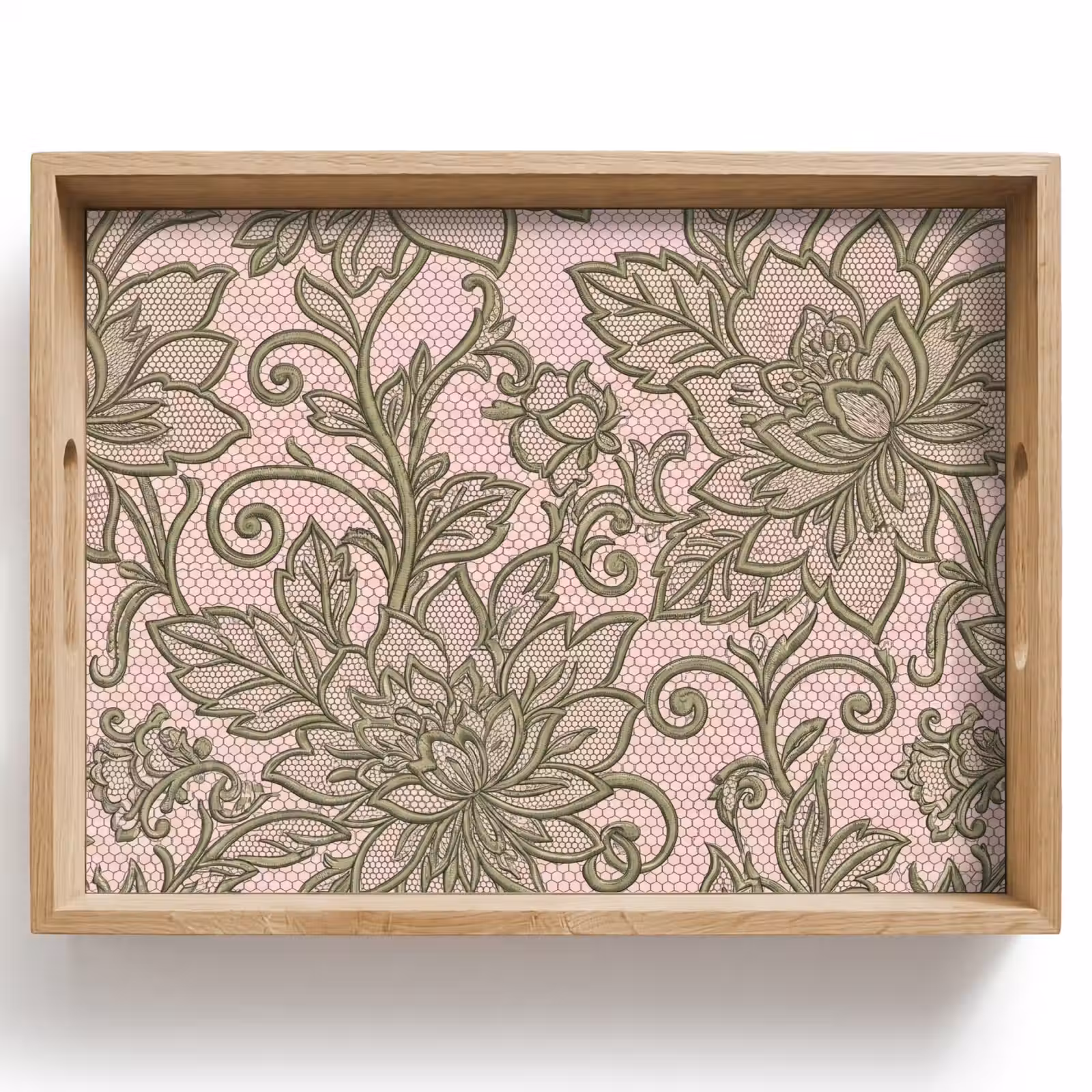 Dienblad - Bloemen - Kant - Patroon - Klassiek - Groen — 1
