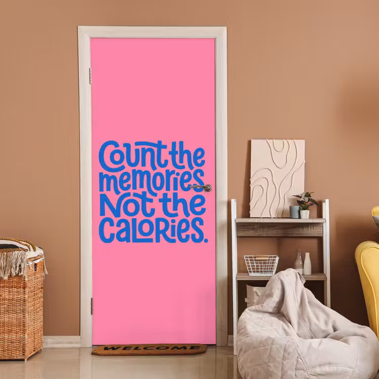 Deursticker - Memories - Roze - Blauw - Quote — 2