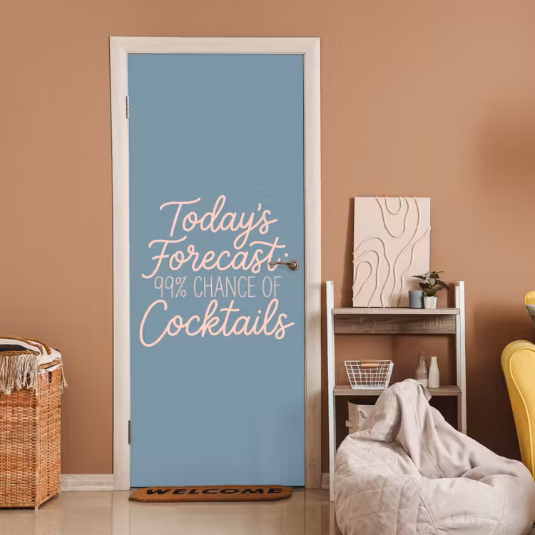 Deursticker - Today's Forecast - Cocktails - Blauw — 2