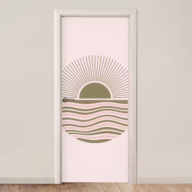 Deursticker - Zon - Zee - Abstract - Modern - Roze — 1