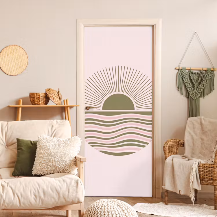 Deursticker - Zon - Zee - Abstract - Modern - Roze — 4