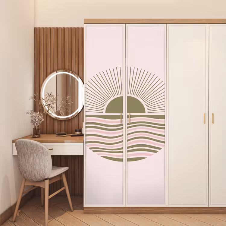Deursticker - Zon - Zee - Abstract - Modern - Roze — 5