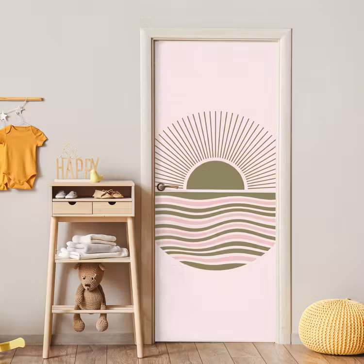 Deursticker - Zon - Zee - Abstract - Modern - Roze — 6