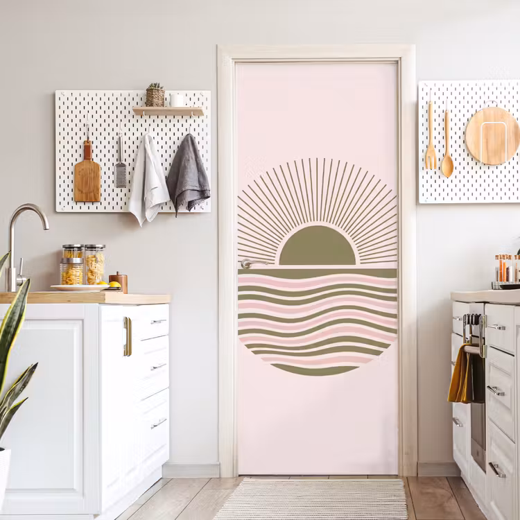 Deursticker - Zon - Zee - Abstract - Modern - Roze — 7