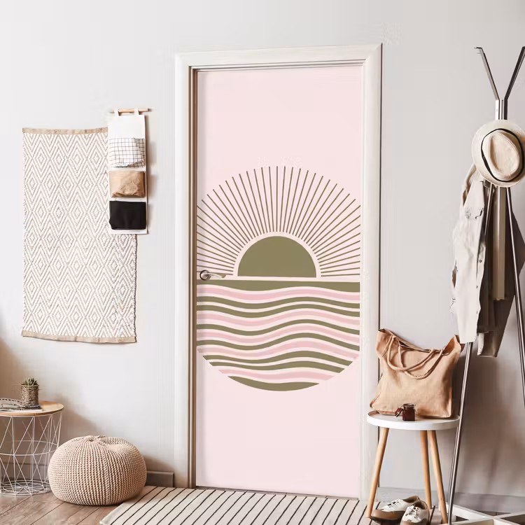 Deursticker - Zon - Zee - Abstract - Modern - Roze — 8