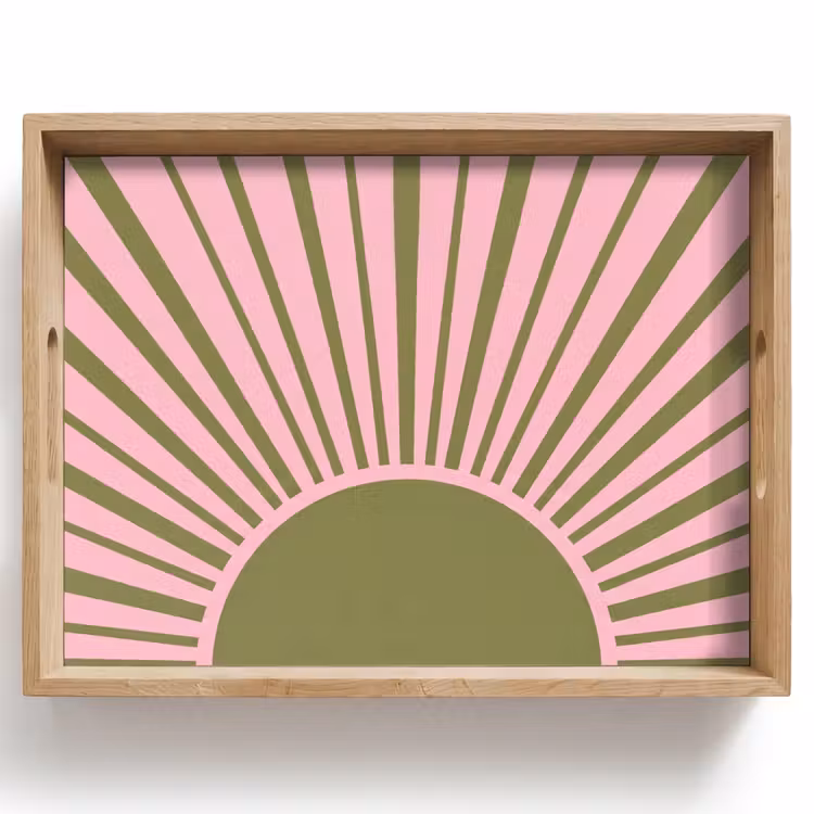 Dienblad - Abstract - Stralen - Grafisch - Roze - Groen — 1