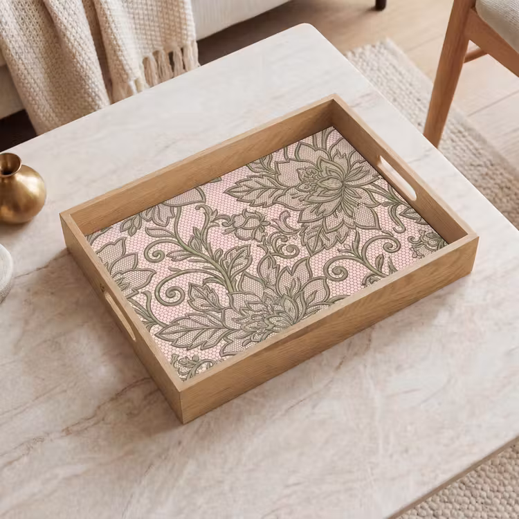 Dienblad - Bloemen - Kant - Patroon - Klassiek - Groen — 2