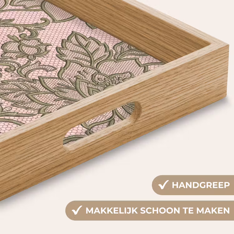 Dienblad - Bloemen - Kant - Patroon - Klassiek - Groen — 5