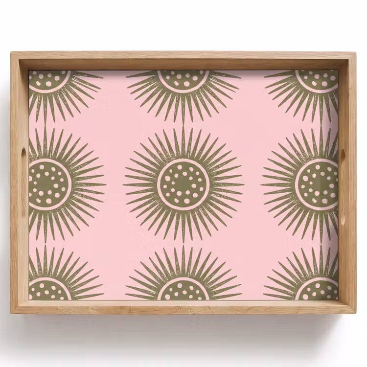 Dienblad - Bloemen - Patroon - Abstract - Roze - Groen — 1