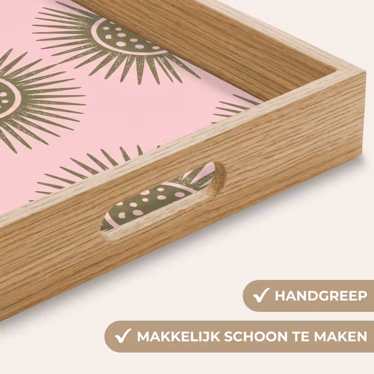 Dienblad - Bloemen - Patroon - Abstract - Roze - Groen — 5