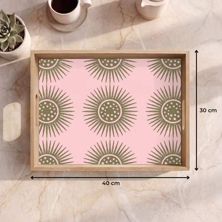 Dienblad - Bloemen - Patroon - Abstract - Roze - Groen — 9
