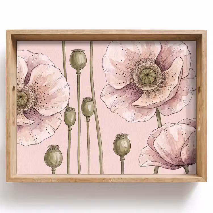 Dienblad - Bloemen - Zomer - Natuur - Aquarel - Roze — 1