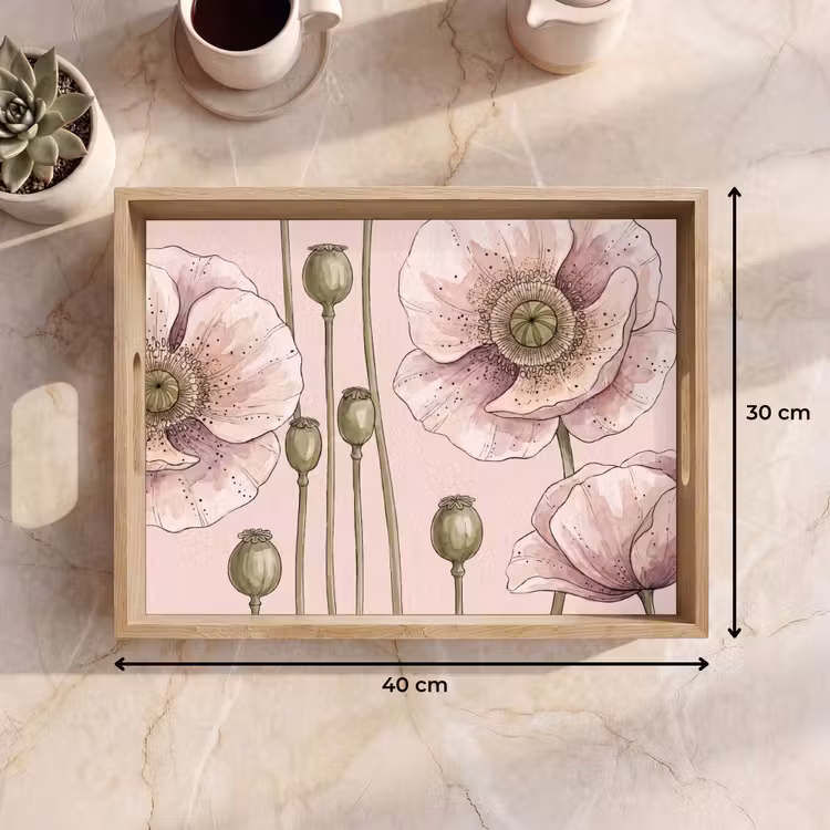 Dienblad - Bloemen - Zomer - Natuur - Aquarel - Roze — 9