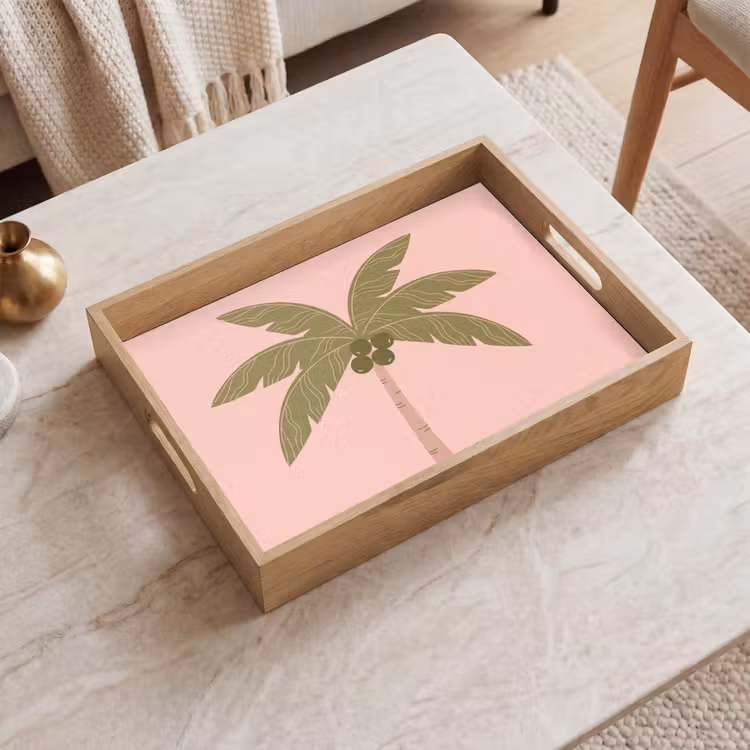 Dienblad - Boom - Palm - Natuur - Illustratie - Roze — 2