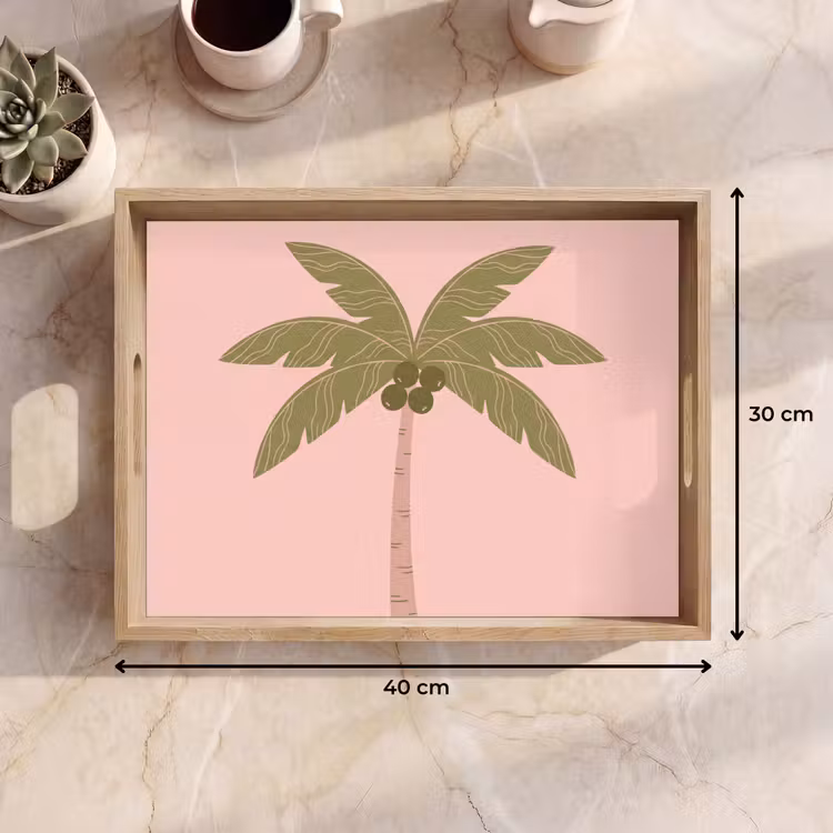 Dienblad - Boom - Palm - Natuur - Illustratie - Roze — 9
