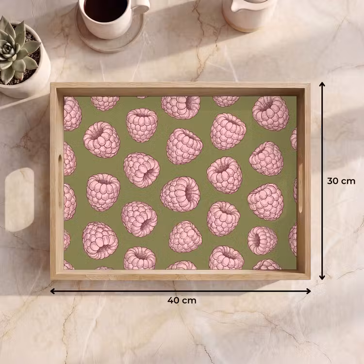 Dienblad - Eten - Patroon - Illustratie - Roze - Groen — 9