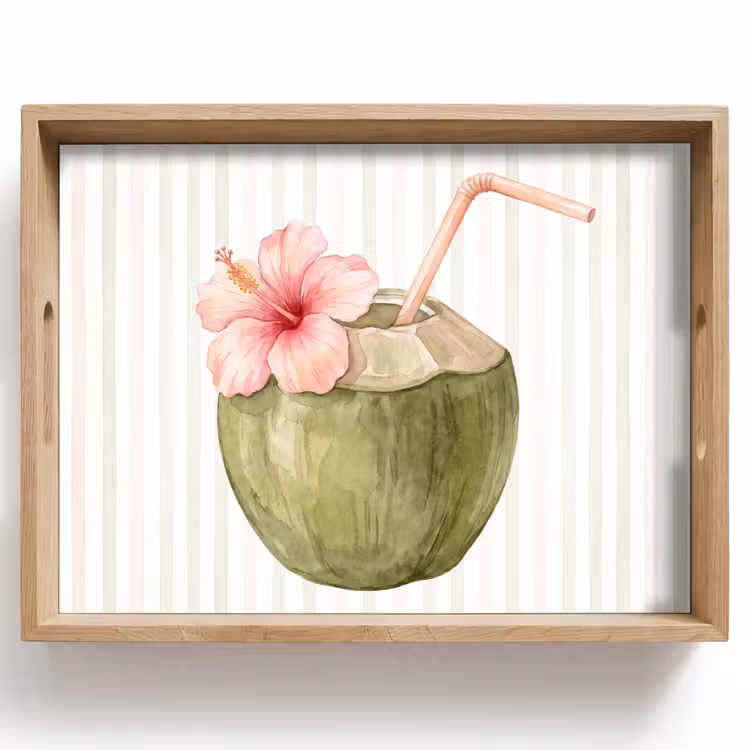 Dienblad - Kokosnoot - Drank - Tropisch - Illustratie - Zomer — 1