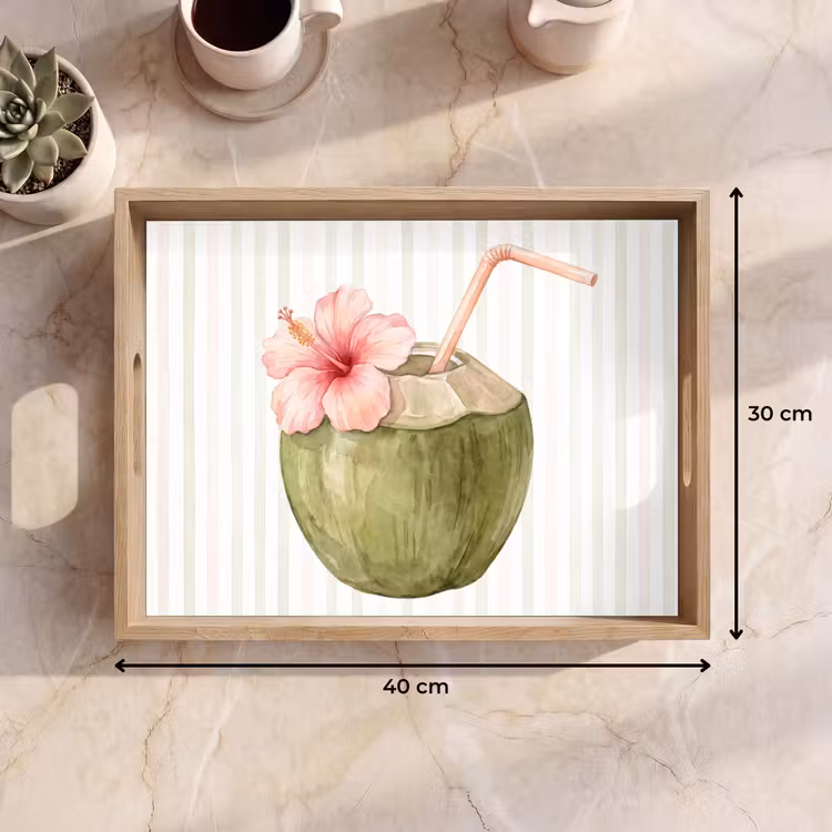 Dienblad - Kokosnoot - Drank - Tropisch - Illustratie - Zomer — 9