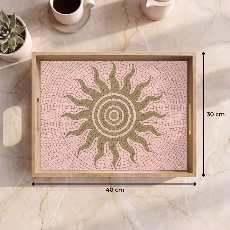 Dienblad - Mozaïek - Zon - Patroon - Klassiek - Roze — 9