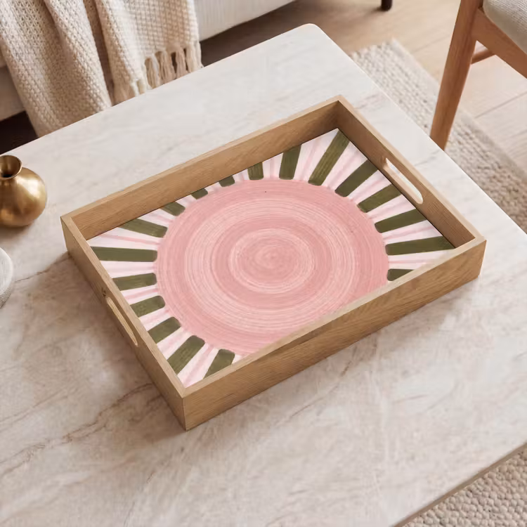 Dienblad - Patroon - Cirkel - Stralen - Abstract - Roze — 2