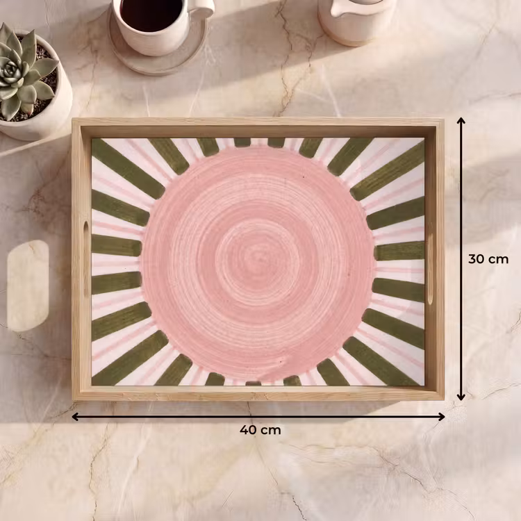 Dienblad - Patroon - Cirkel - Stralen - Abstract - Roze — 9