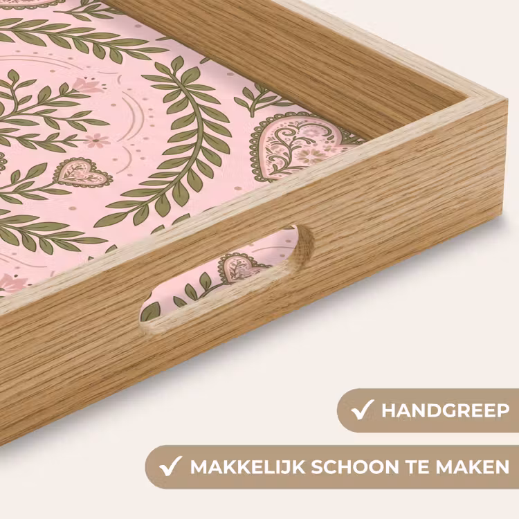 Dienblad - Patroon - Hart - Bloemen - Folkloristisch - Roze — 5