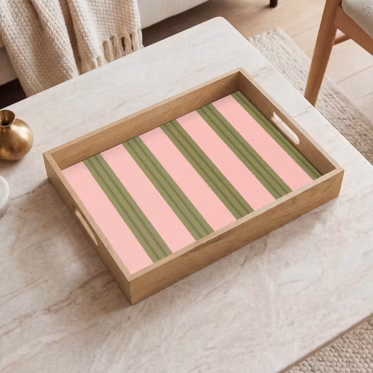 Dienblad - Patroon - Strepen - Abstract - Roze - Groen — 2
