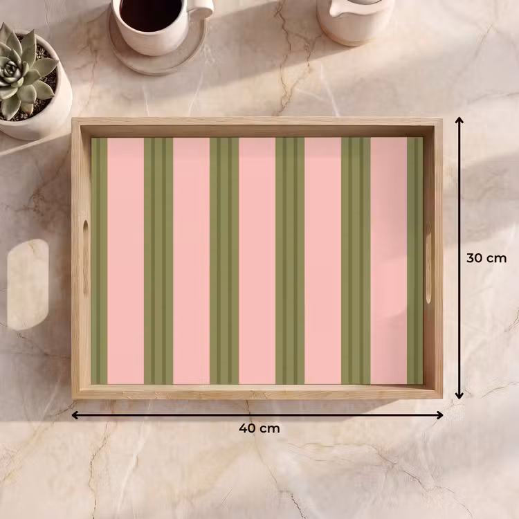 Dienblad - Patroon - Strepen - Abstract - Roze - Groen — 9