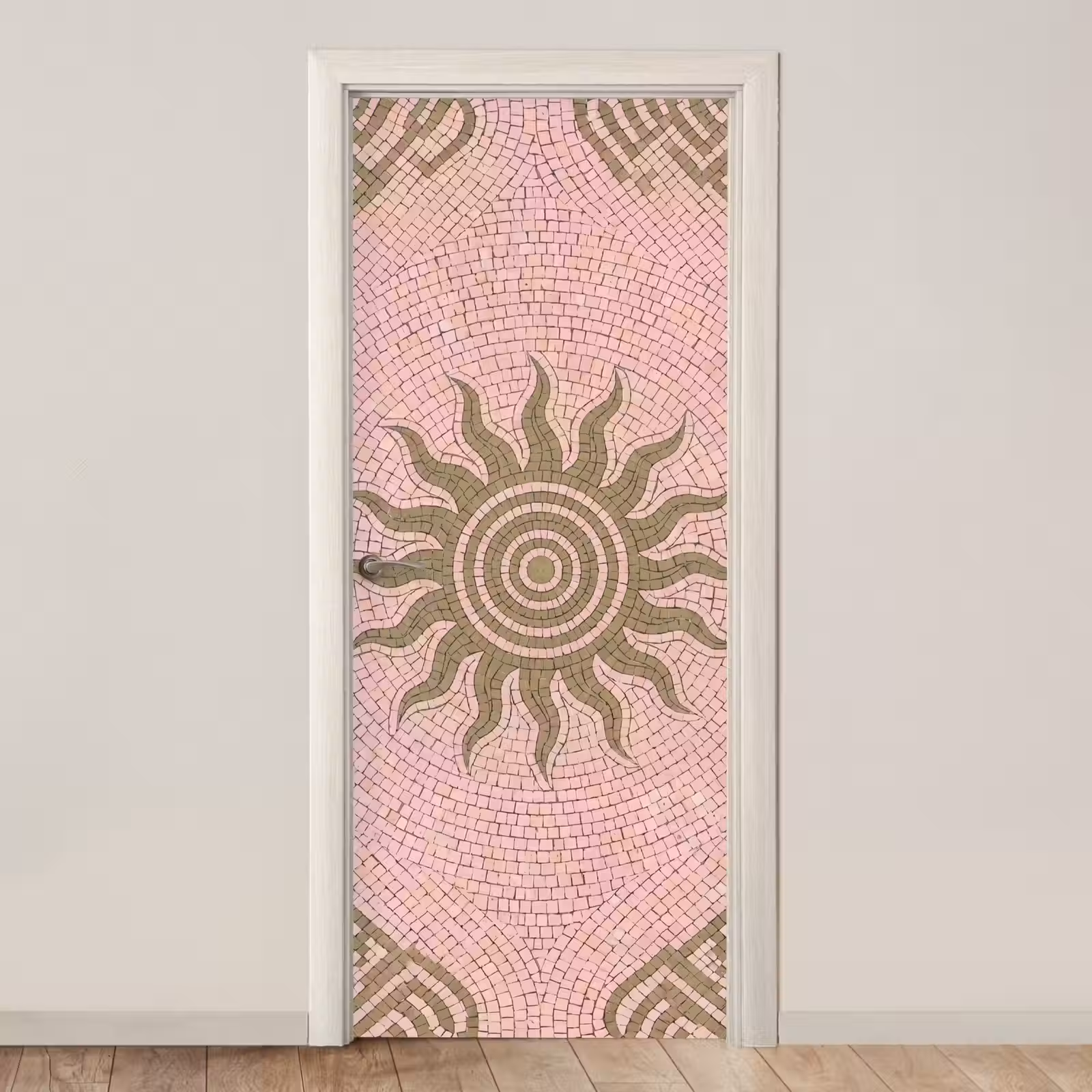 Deursticker - Mozaïek - Zon - Patroon - Klassiek - Roze — 1