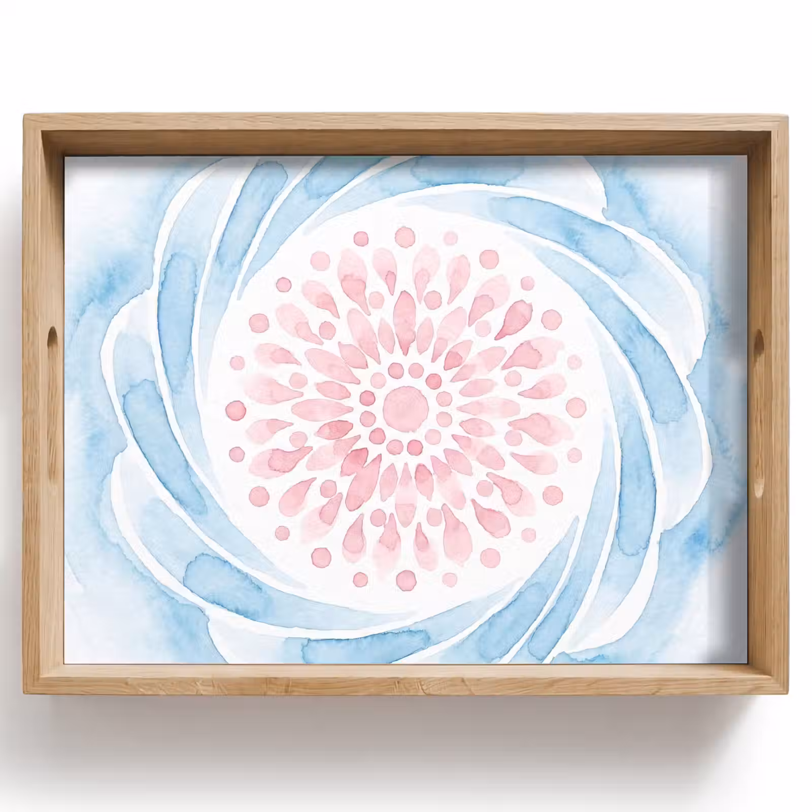 Dienblad - Abstract - Bloemvorm - Aquarel - Roze - Blauw — 1