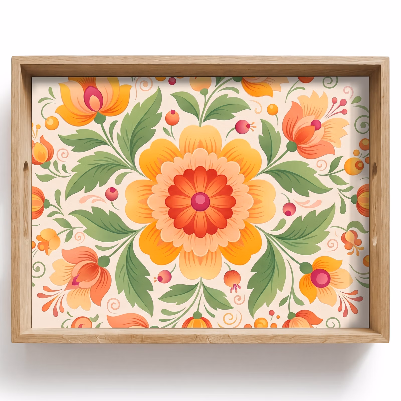 Dienblad - Bloemen - Patroon - Decoratief - Oranje — 1
