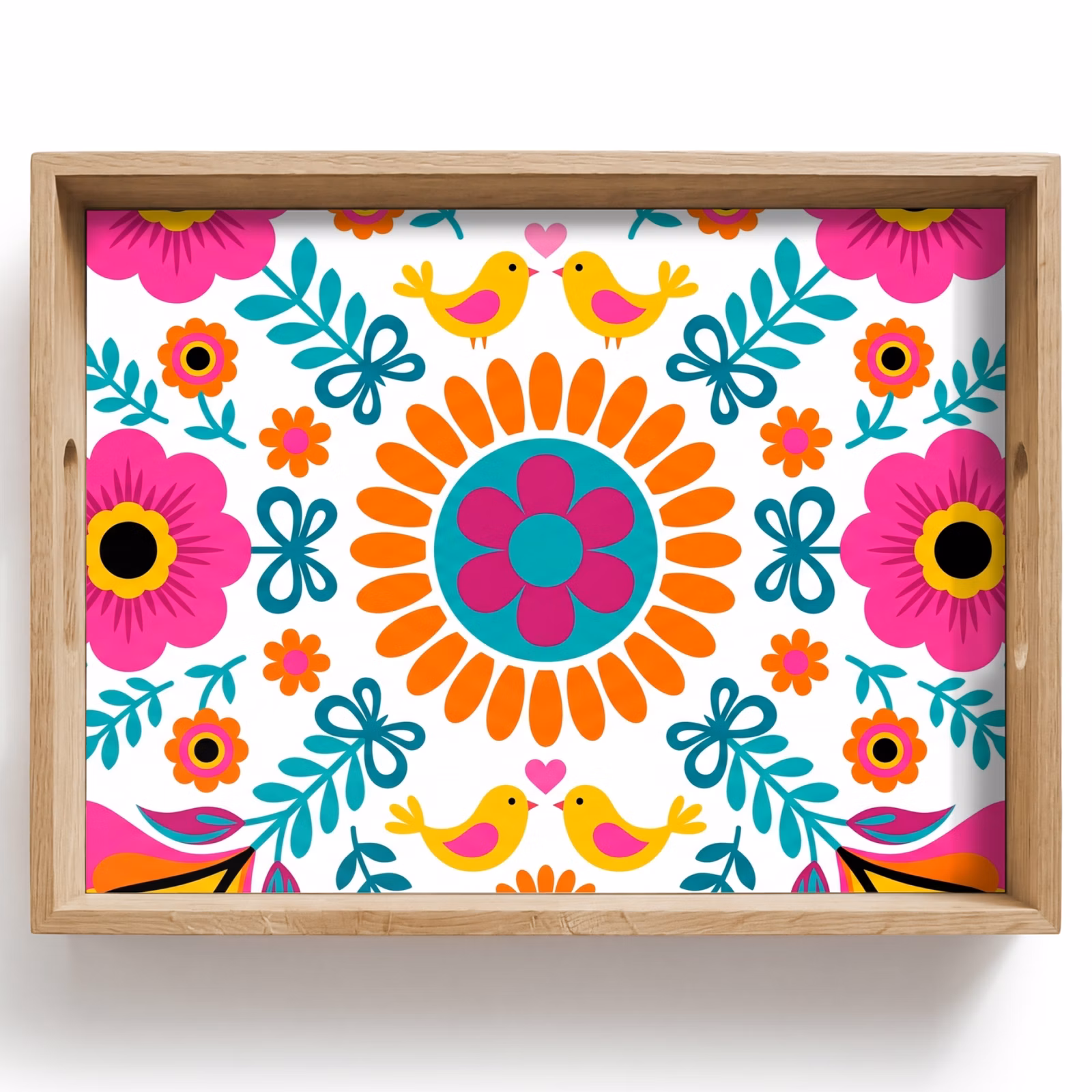 Dienblad - Bloemen - Vogel - Patroon - Kleurrijk - Modern — 1