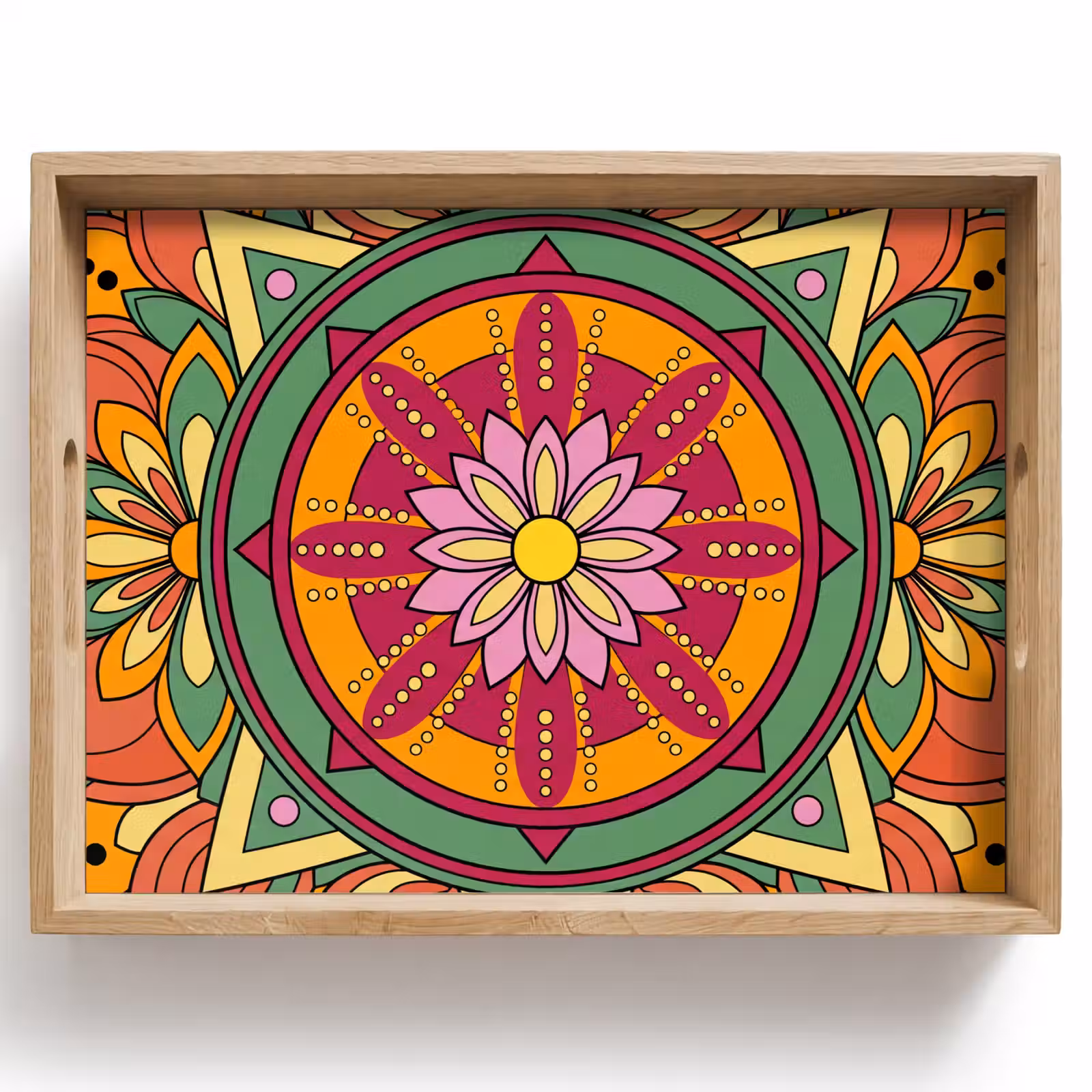 Dienblad - Mandala - Bloemen - Abstract - Kleurrijk — 1