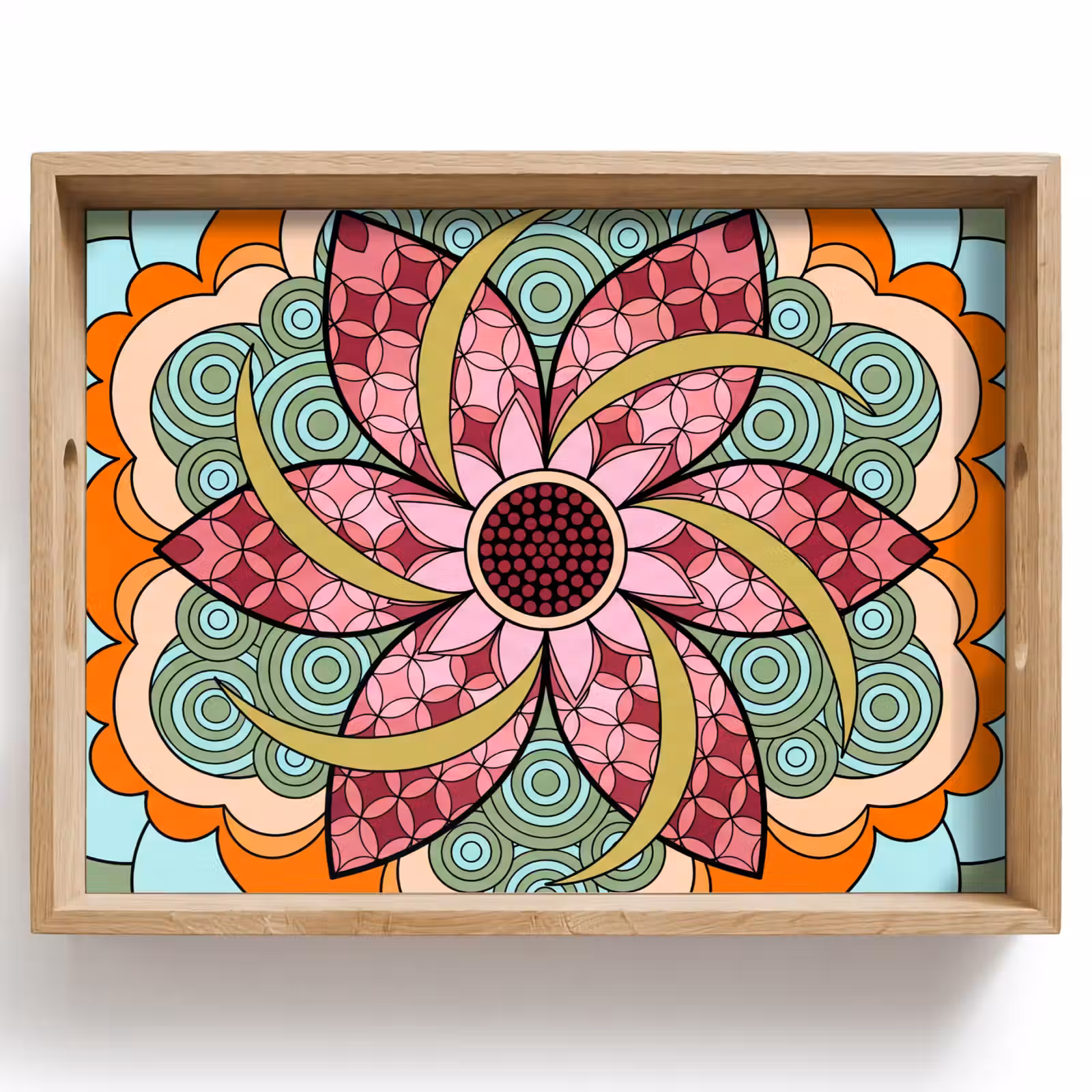 Dienblad - Mandala - Geometrisch - Kunst - Decoratief - Kleurrijk — 1