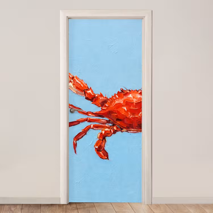 Deursticker - Krab - Zee - Dieren - Abstract - Rood — 1