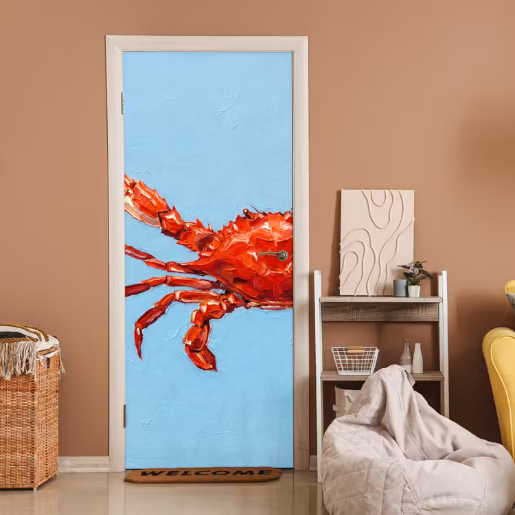 Deursticker - Krab - Zee - Dieren - Abstract - Rood — 2