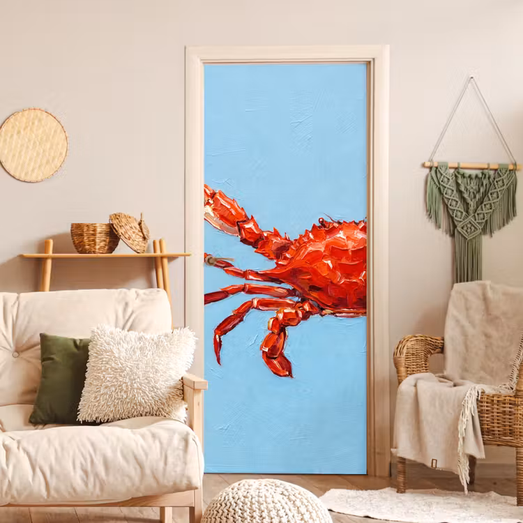 Deursticker - Krab - Zee - Dieren - Abstract - Rood — 4