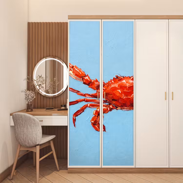 Deursticker - Krab - Zee - Dieren - Abstract - Rood — 5