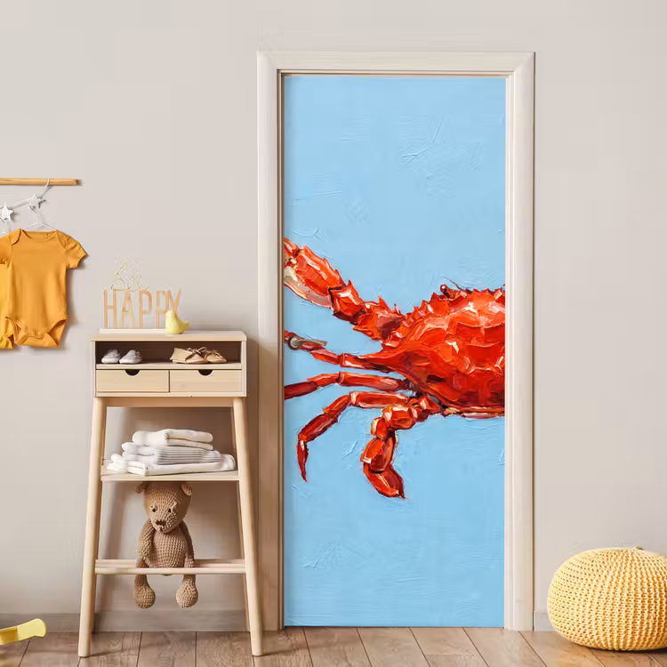 Deursticker - Krab - Zee - Dieren - Abstract - Rood — 6