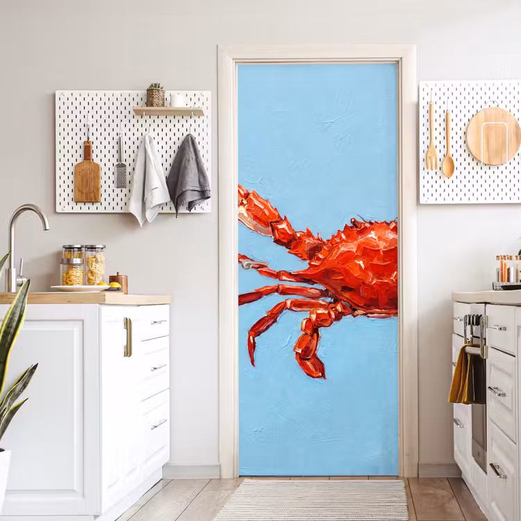 Deursticker - Krab - Zee - Dieren - Abstract - Rood — 7
