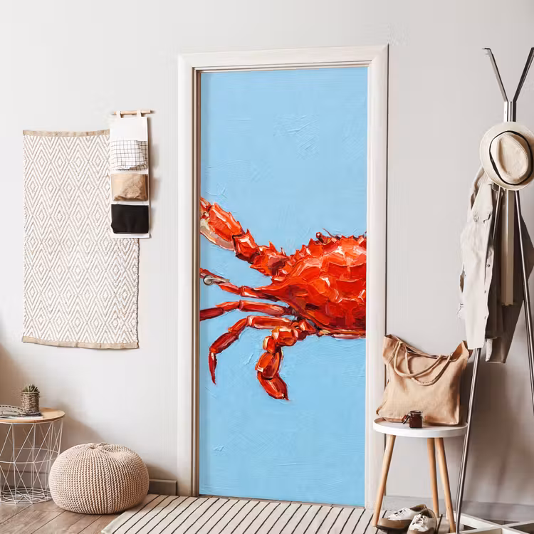 Deursticker - Krab - Zee - Dieren - Abstract - Rood — 8