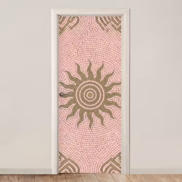 Deursticker - Mozaïek - Zon - Patroon - Klassiek - Roze — 1